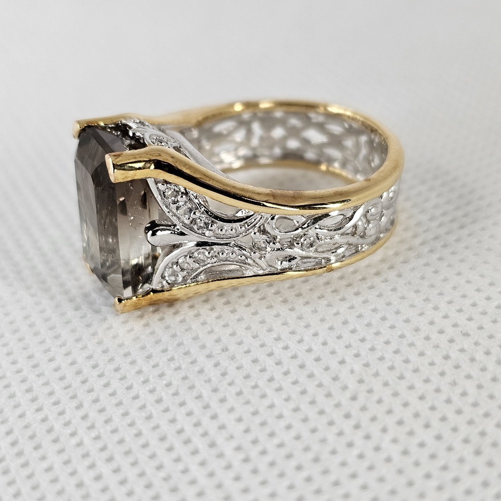Gorgeous Victoria Weick Ombre Quartz Ring 18k over Sterling Silver Size 8! - Picture 10 of 11